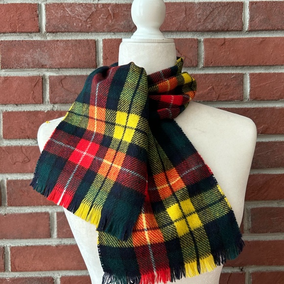 Scotscarf Accessories - •Scotscarf 100% Pure Wool” Buchanan”Plaid  Scarf 7.5”x43”Made In Scotland NWOT